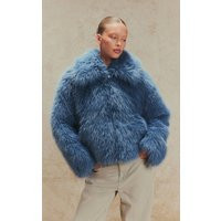 Pastel Blue Oversized Collar Faux Fur Coat | PrettyLittleThing UK
