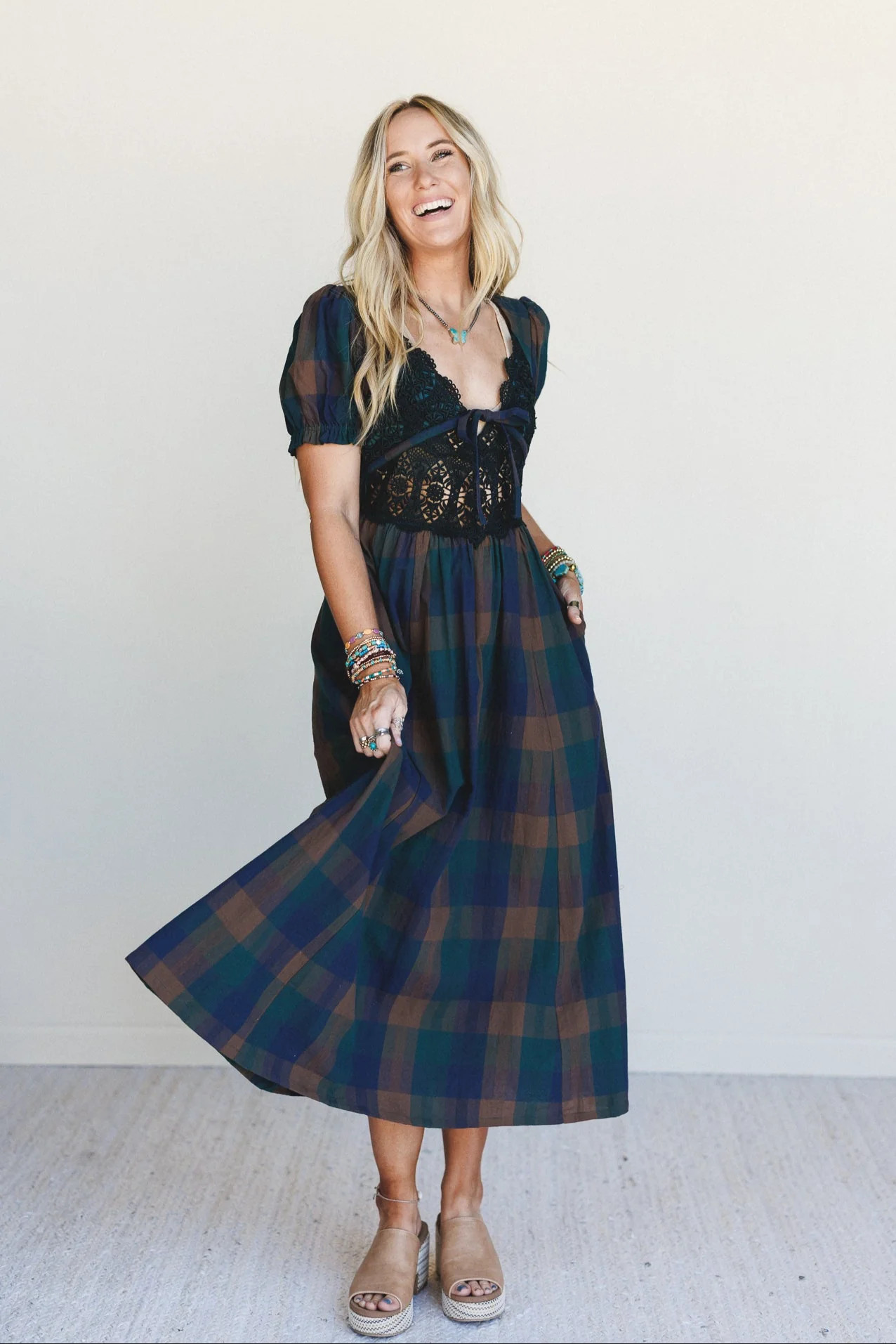 Darling Days Plaid Dress - Green | Three Bird Nest