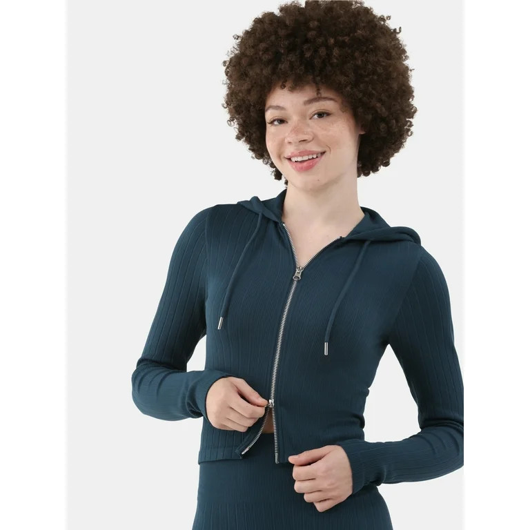 No Boundaries Seamless Zip Front Hoodie and Leggings Set, 2-Piece, Women's - Walmart.com | Walmart (US)