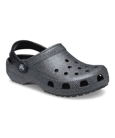 Crocs Black Glitter Classic Clog - Girls | Zulily