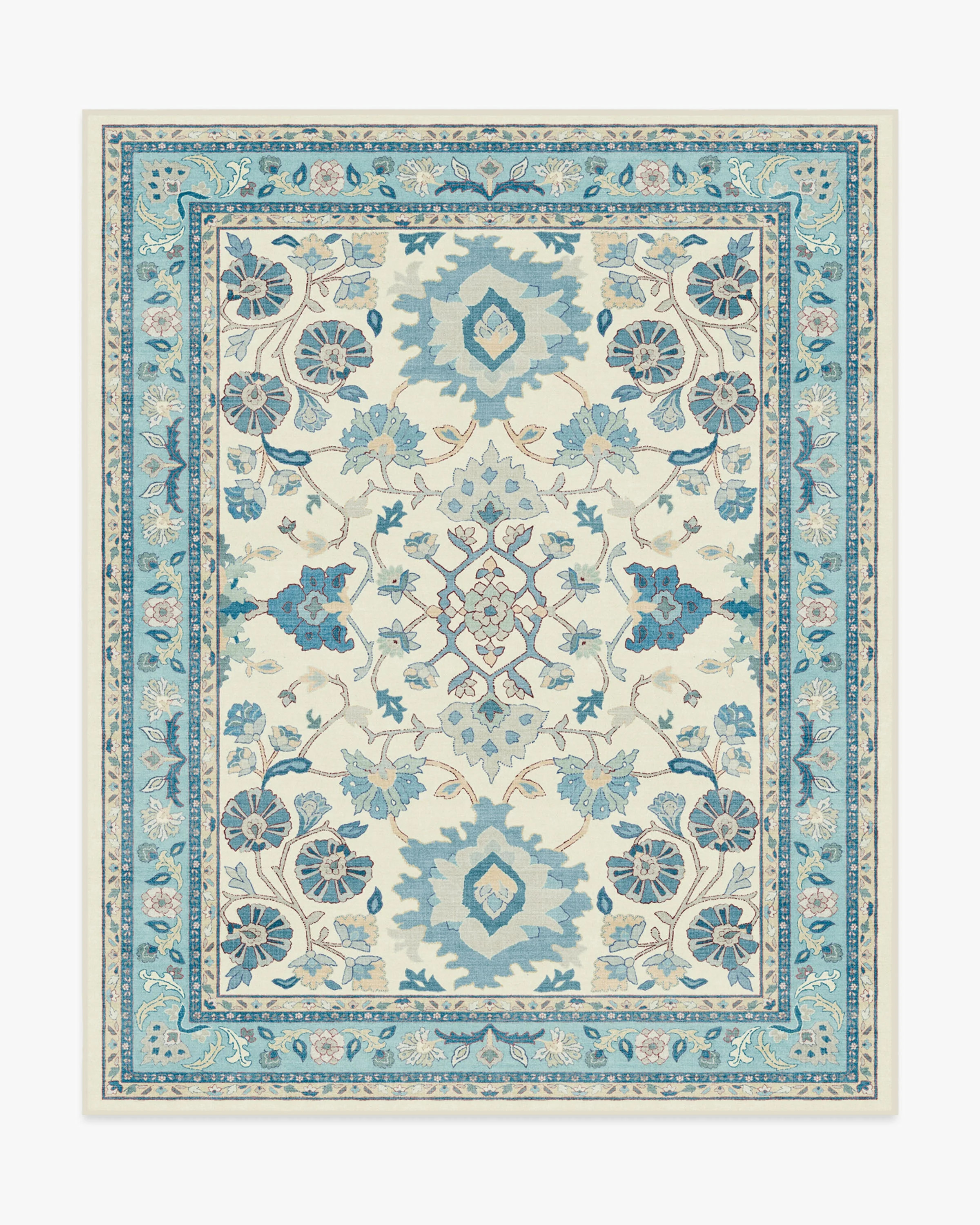 Calabria Cream & Light Blue Rug | Ruggable