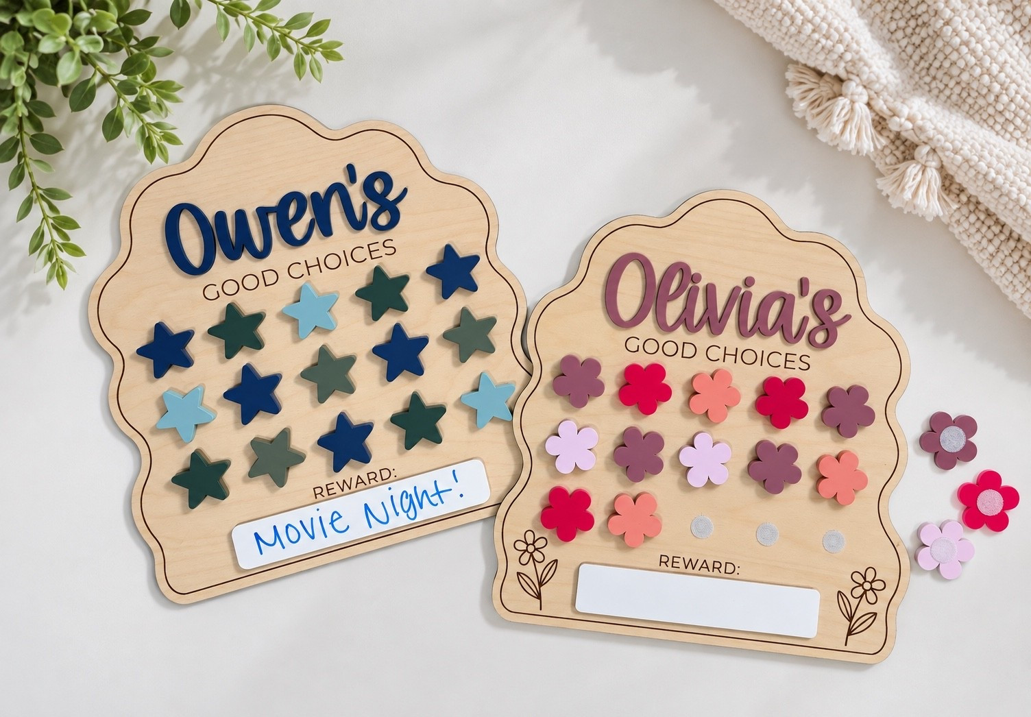 Personalized reward charts that make good choices feel FUN. ⭐🌸 These reusable kids behavior charts are perfect for building positive routines, encouraging responsibility, and working toward special rewards. Personalized with your child’s name and designed with removable stars or flowers plus a dry erase reward section.

Great for positive reinforcement, chore charts, morning & bedtime routines, potty training, classroom behavior, homeschool routines, ADHD-friendly visual motivation, and everyday parenting tools.

#RewardChart #KidsRewardChart #BehaviorChart #PositiveReinforcement #ChoreChart #KidsRoutine #ParentingHacks #ToddlerMom #MomFinds #PersonalizedKidsGift #MontessoriKids #VisualSchedule #ADHDKids #LTKKids #LTKFamily

#LTKKids #LTKSaleAlert #LTKgrwm