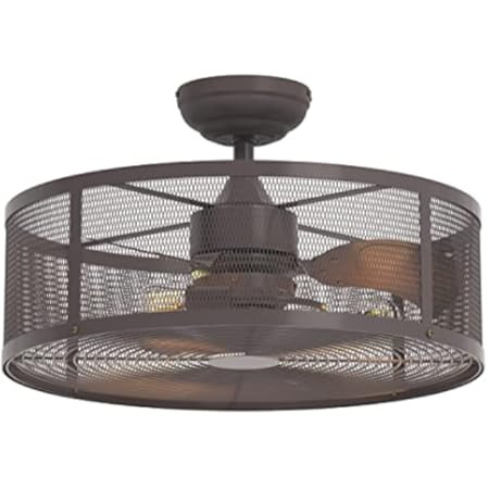DLLT 20In Caged Ceiling Fan with Light, 3 Speeds Adjustable, Ceiling Fan Lights with Remote, Industr | Amazon (US)