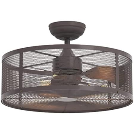 DLLT 20In Caged Ceiling Fan with Light, 3 Speeds Adjustable, Ceiling Fan Lights with Remote, Industr | Amazon (US)