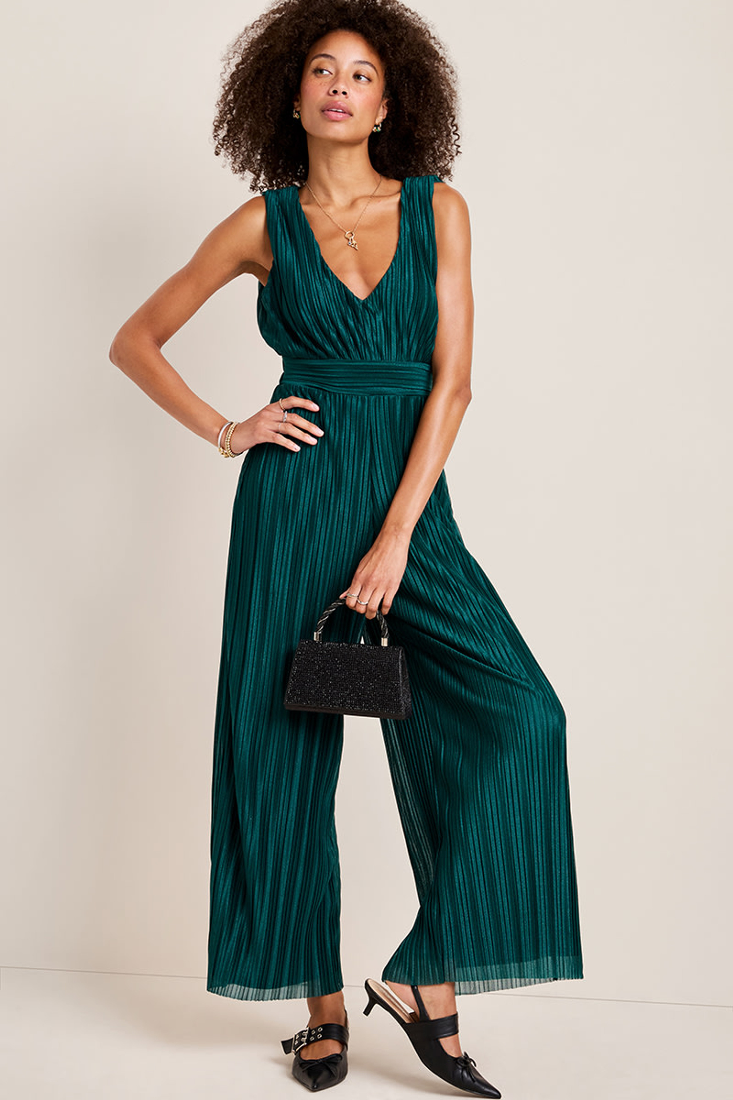 Anna Pleated Wide Leg Jumpsuit | Francesca's