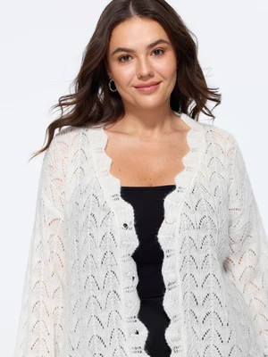 Scallop V Neck Button Down Cut Out Cardigan | Bloomchic