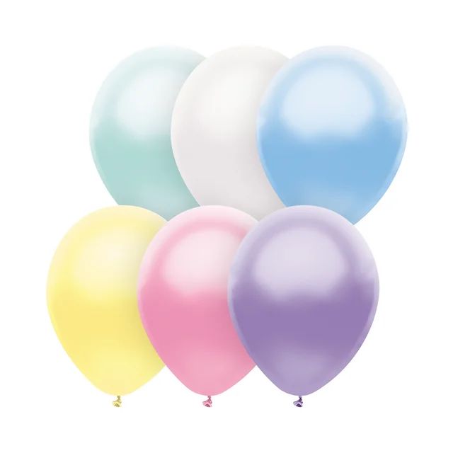 Way to Celebrate 12" All Occasion Latex Balloons in Assorted Pearl Pastel Colors, 60 Count Bag | Walmart (US)