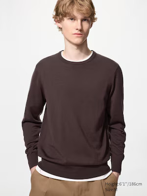 Men's Extra Fine Merino Crew Neck Long-Sleeve Sweater Navy XS UNIQLO US | UNIQLO (US)