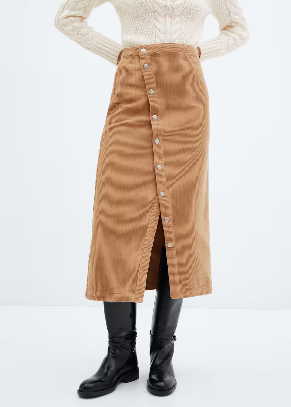Buttoned corduroy skirt | MANGO (US)