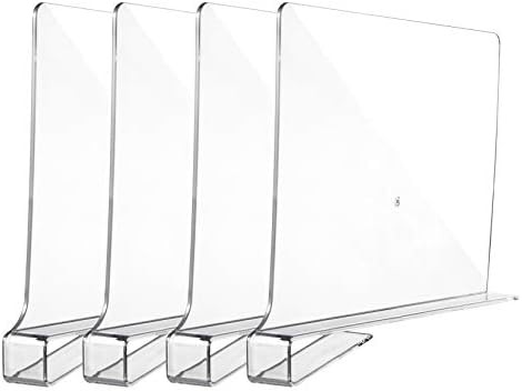 Comsnows 4PCS Acrylic Clear Shelf Dividers, Closet Dividers for Shelves, Shelf Separators in Clos... | Amazon (US)