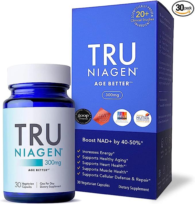 30ct/300mg Multi Award Winning Patented NAD+ Boosting Supplement Nicotinamide Riboside (NR) for H... | Amazon (US)