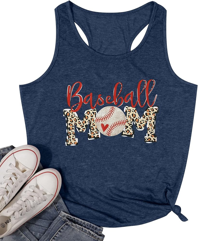 BANGELY Baseball Mom Tank Tops Women Leopard Letter Print Graphic Tank Casual Summer Shirt Vest | Amazon (US)
