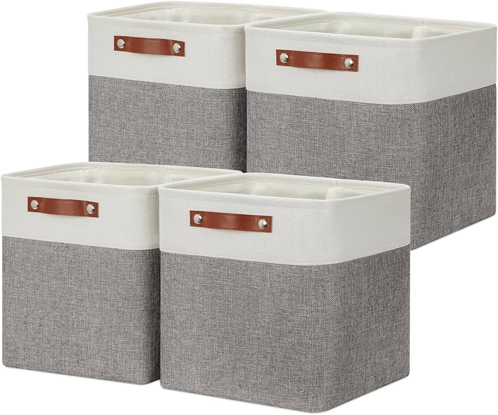 DULLEMELO [Set of 4 Storage Cubes Baskets for Organizing, 12 x 12 x 12 inch Cube Storage Organize... | Amazon (US)