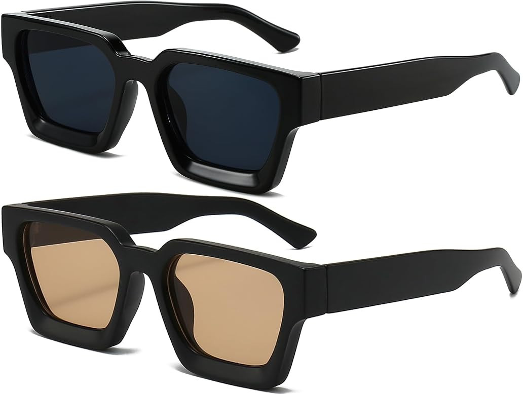 AIEYEZO Square Sunglasses for Women Men Square Thick Frame Sun Glasses Simple Designer Style Shad... | Amazon (US)