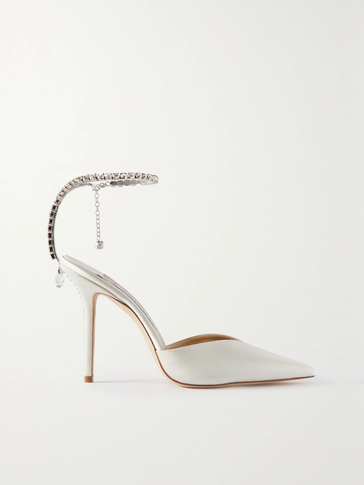 Jimmy Choo - Saeda 100 Crystal-embellished Satin Pumps - White | NET-A-PORTER (US)