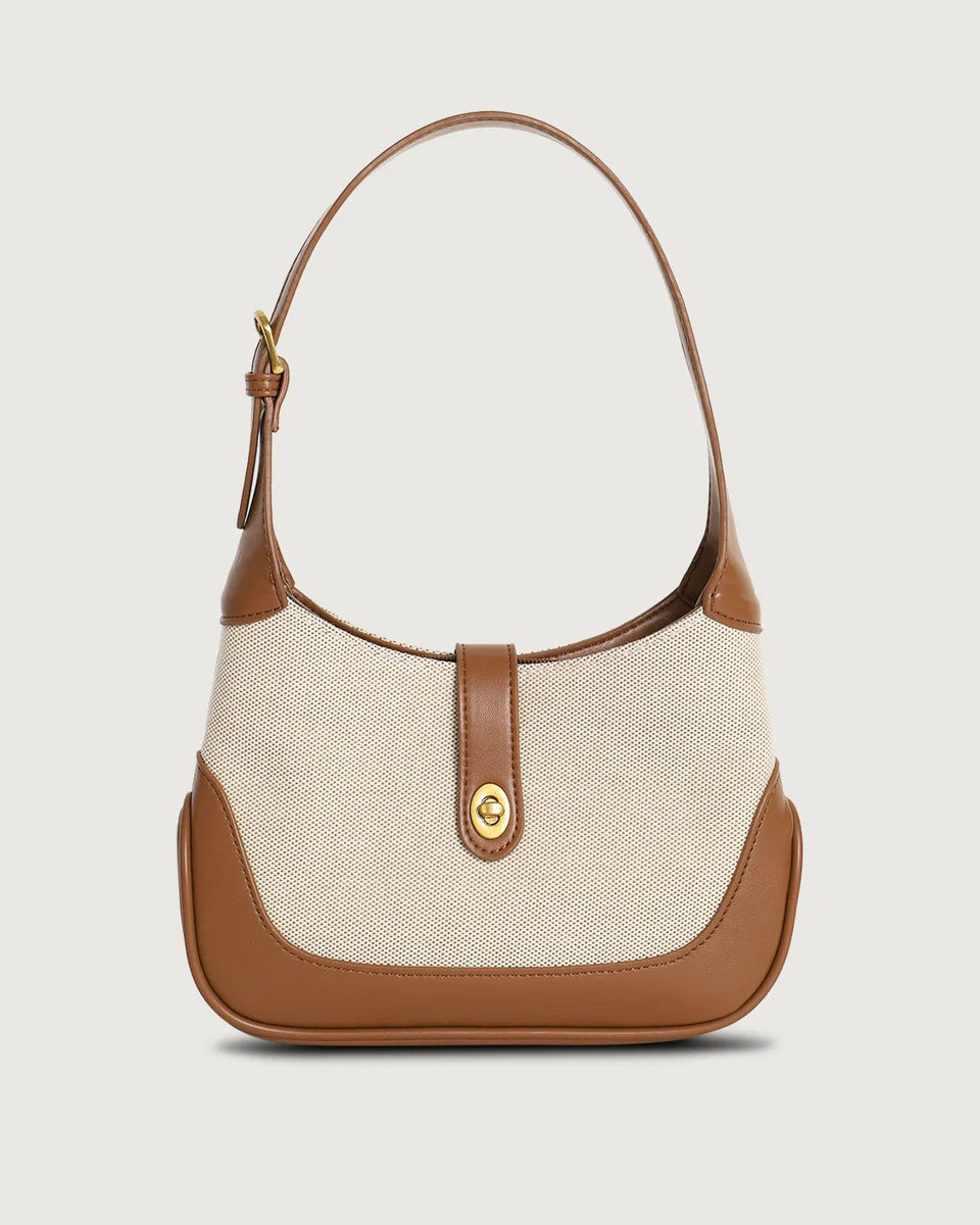 The Color Block Twist Lock Hobo Bag & Reviews - Brown - Bags | RIHOAS | rihoas.com