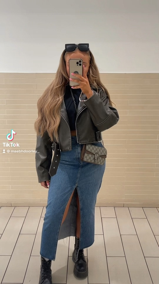 Denim midi skirt from Stradivarius, dr marten jadon platform, zara jacket, Molly mae jacket, Gucci bag

#LTKstyletip #LTKunder50 #LTKFind