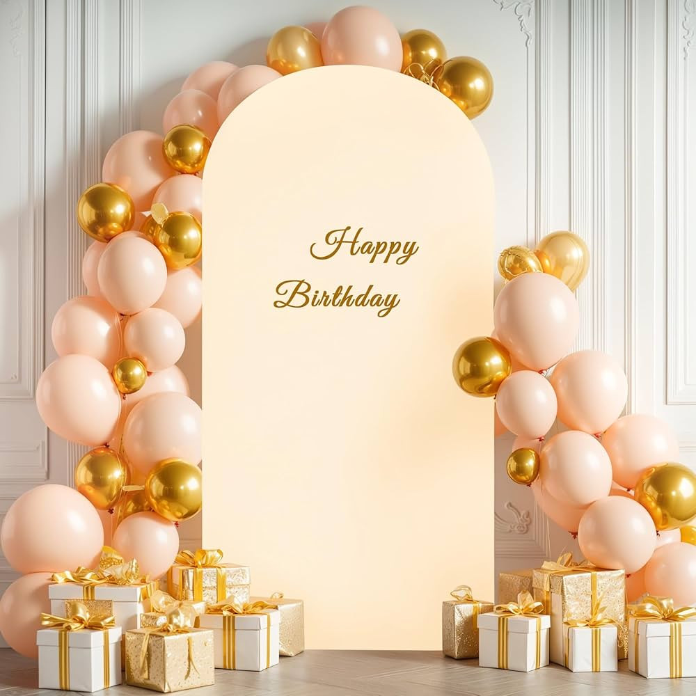 6FT Champagne Arch Backdrop Cover - Spandex Fitted Wedding Arch Stand Covers Round Top Chiara Arc... | Amazon (US)