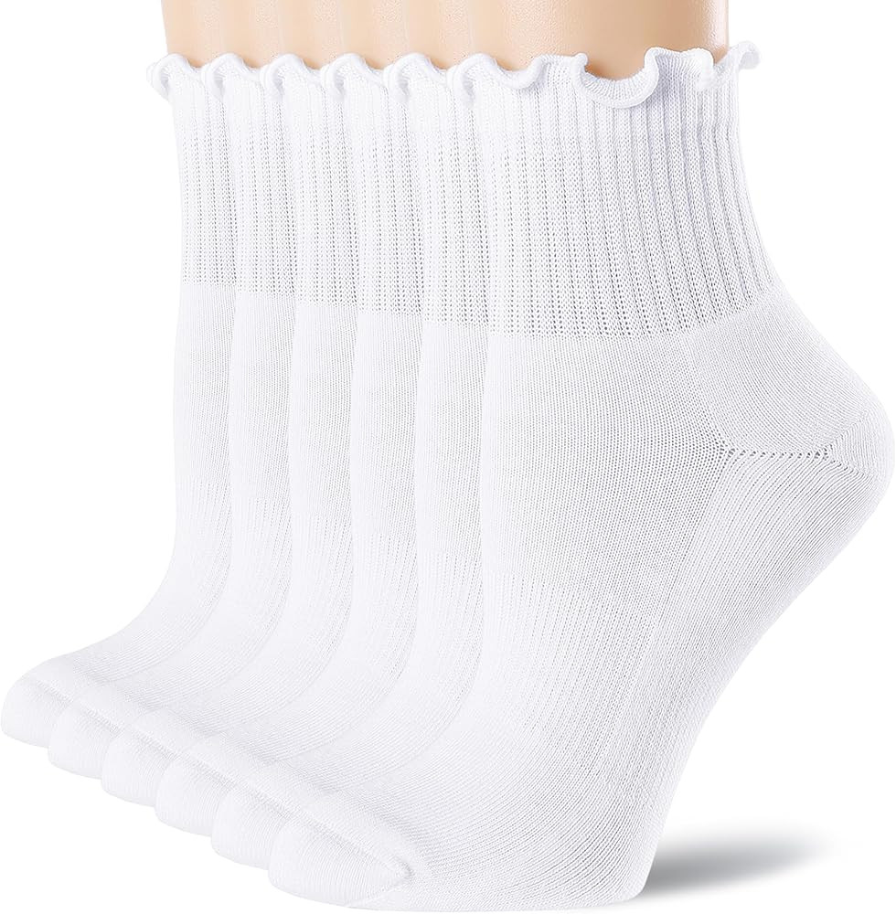 Mcool Mary Women's Ruffle Athletic Socks,Cotton Cushioned Ankle Socks,Cute Running Tennis Cycling... | Amazon (US)