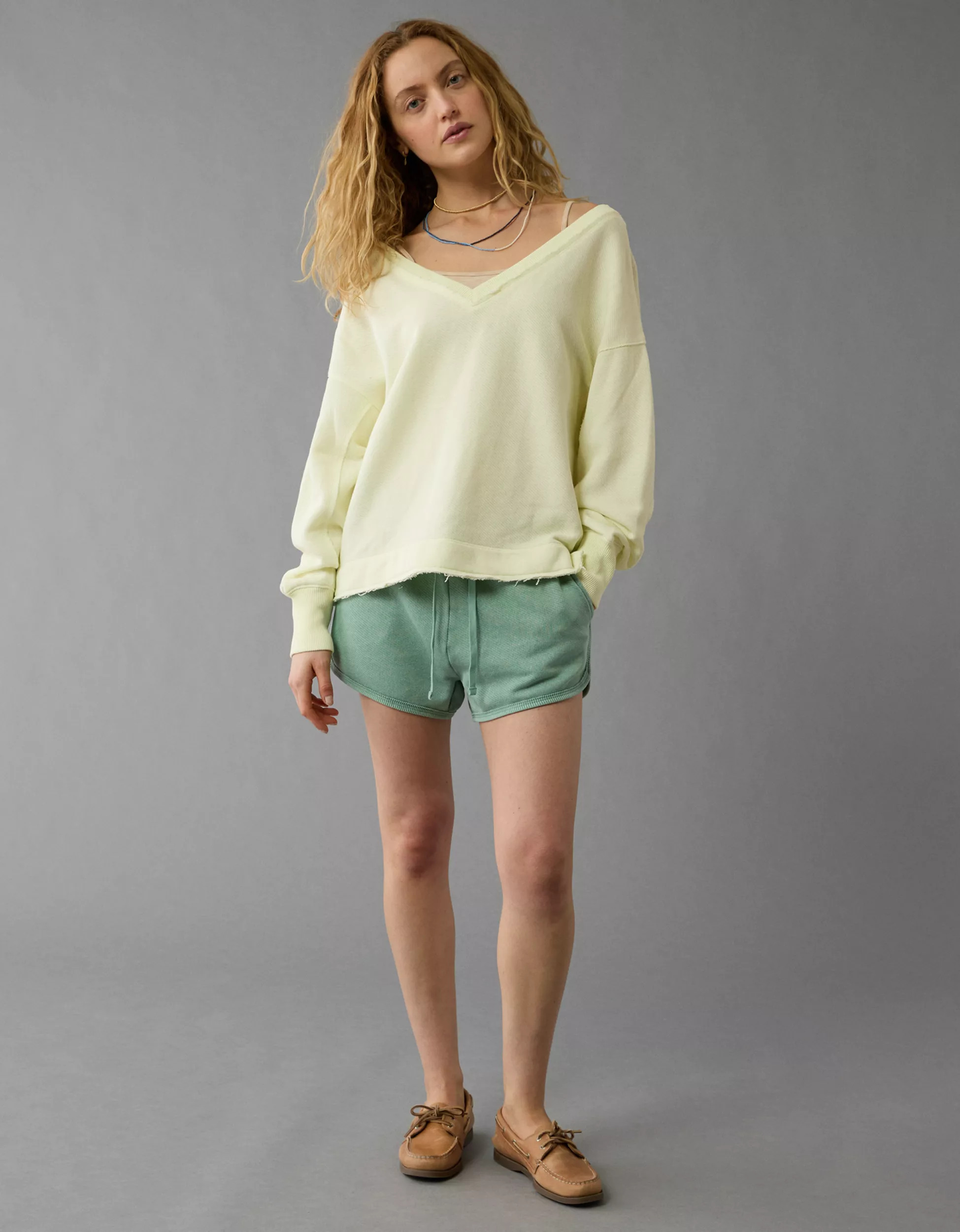 AE Saltwash Double V-Neck Sweatshirt | American Eagle Outfitters (US & CA)