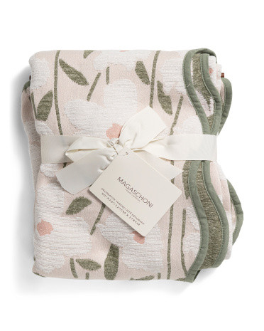 Chenille Jacquard Floral Throw With Scalloped Trim | TJ Maxx