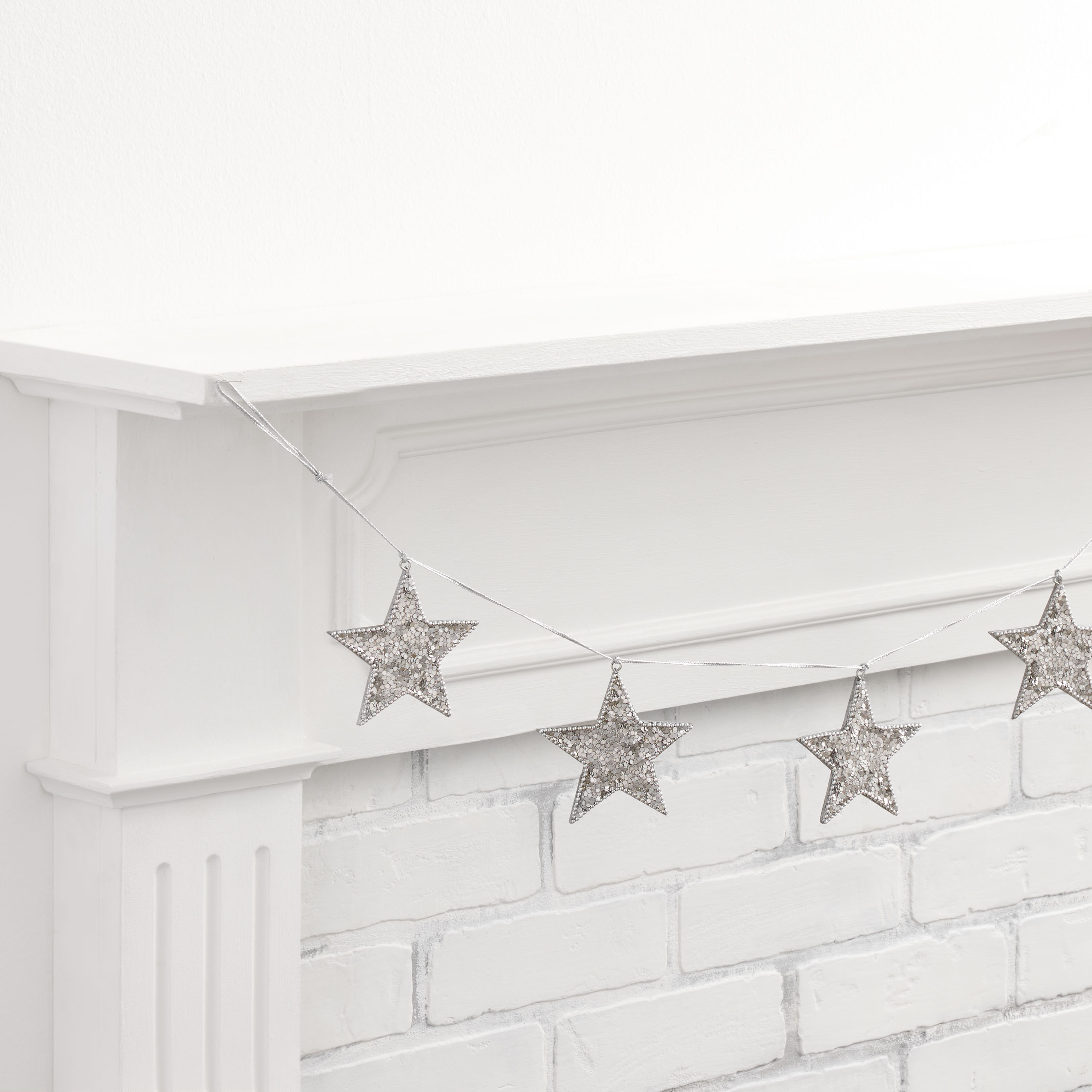 Silver Glittered Star Garland | World Market