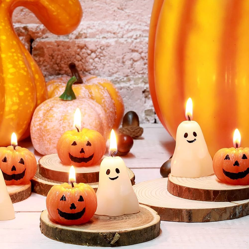 12 Pcs Halloween Ghost Pumpkin Candle Fun Face Black Cat Witch Scented Shaped Candles Thanksgivin... | Amazon (US)