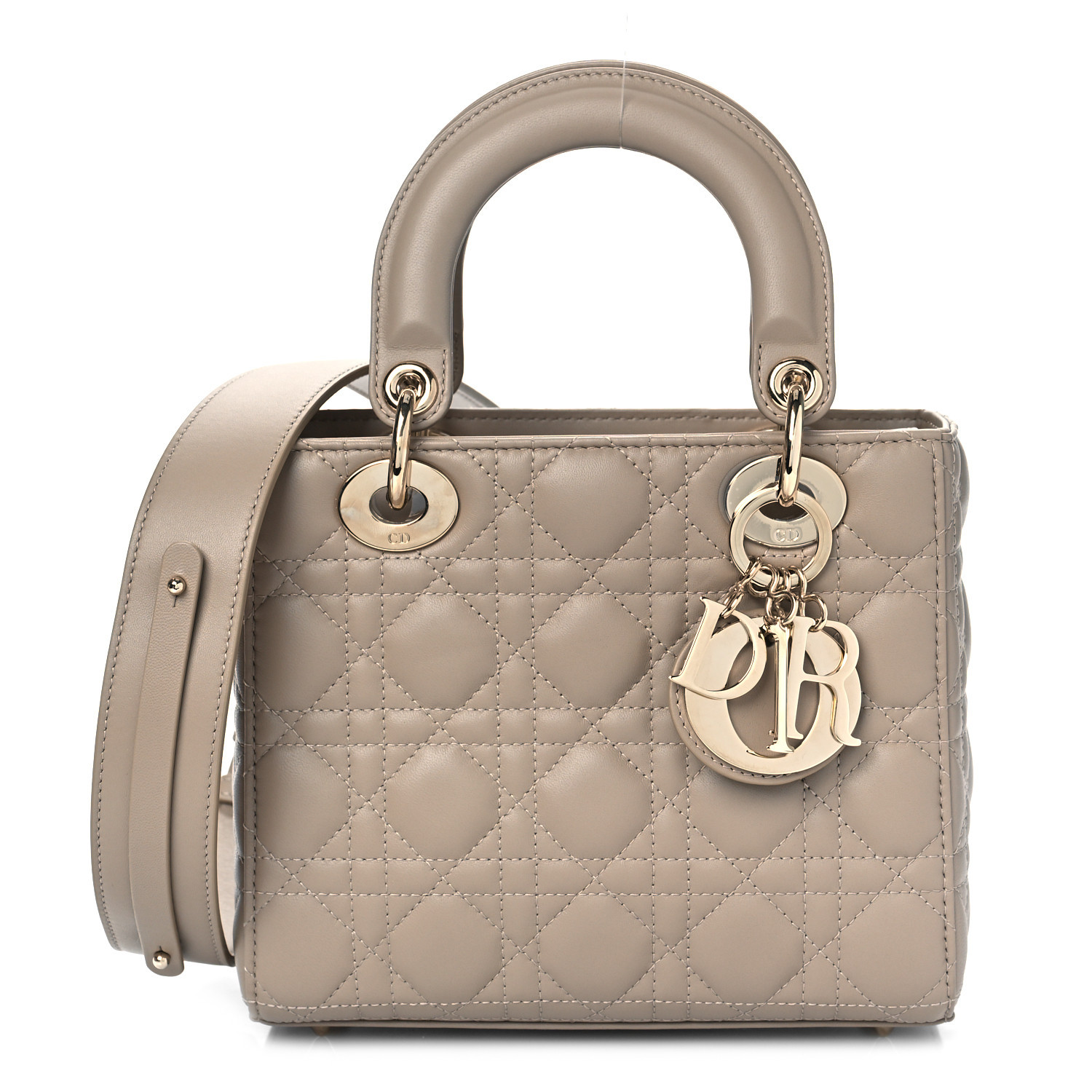 Lambskin Cannage Small My ABCDior Lady Dior Taupe | FASHIONPHILE (US)