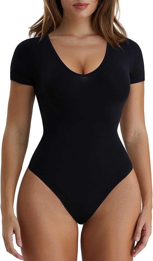 SHAPERX Scoop Neck Bodysuit for Women Seamless Tummy Control Shapewear Thong Sculpting Body Shape... | Amazon (US)