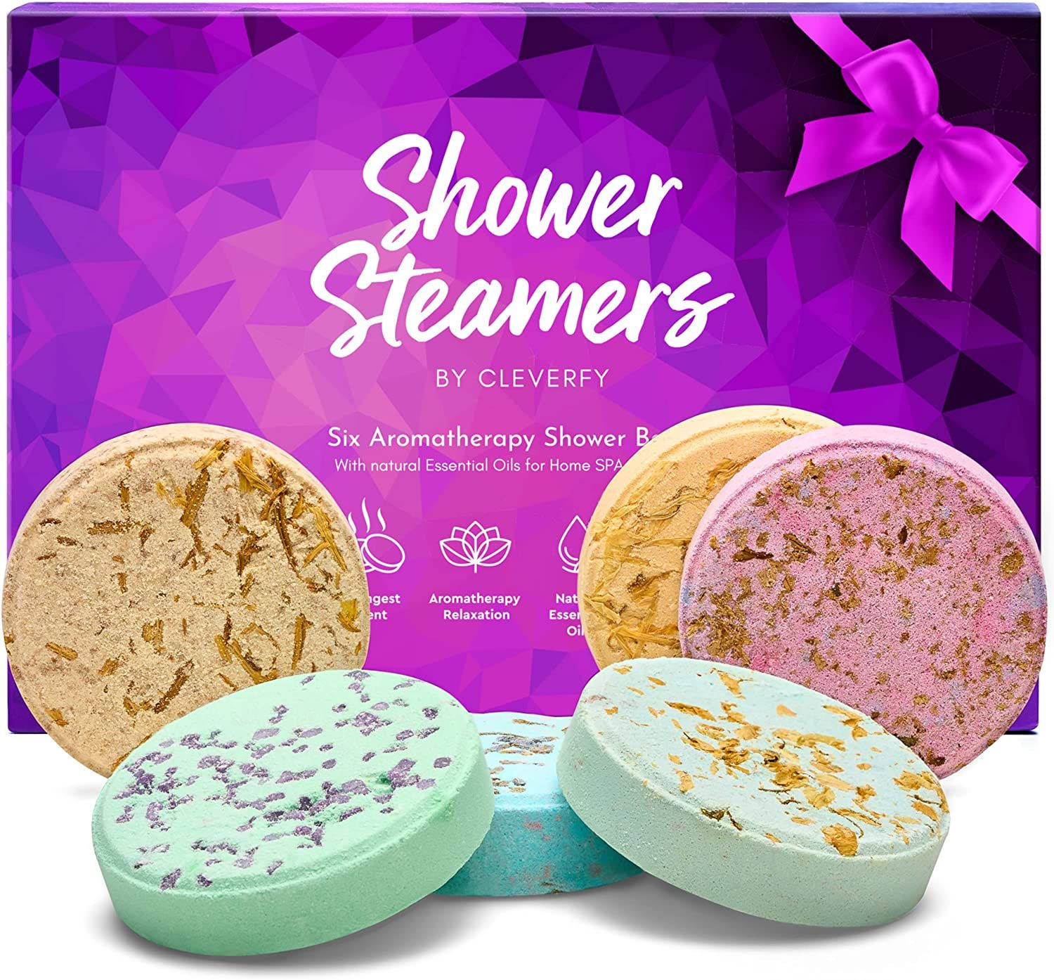Cleverfy Shower Steamers Aromatherapy - Variety Pack of 6 Shower Bombs with Essential Oils. Perso... | Amazon (US)