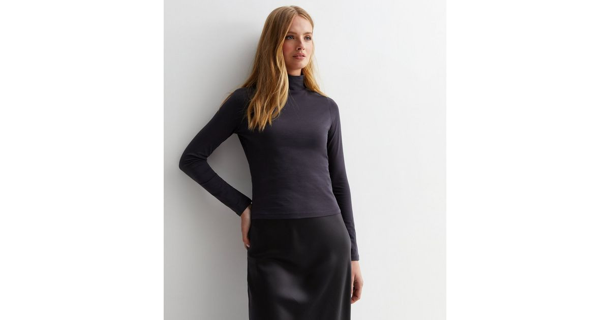 Dark Grey High Neck Long Sleeve Top
						
						Add to Saved Items
						Remove from Saved Items | New Look (UK)
