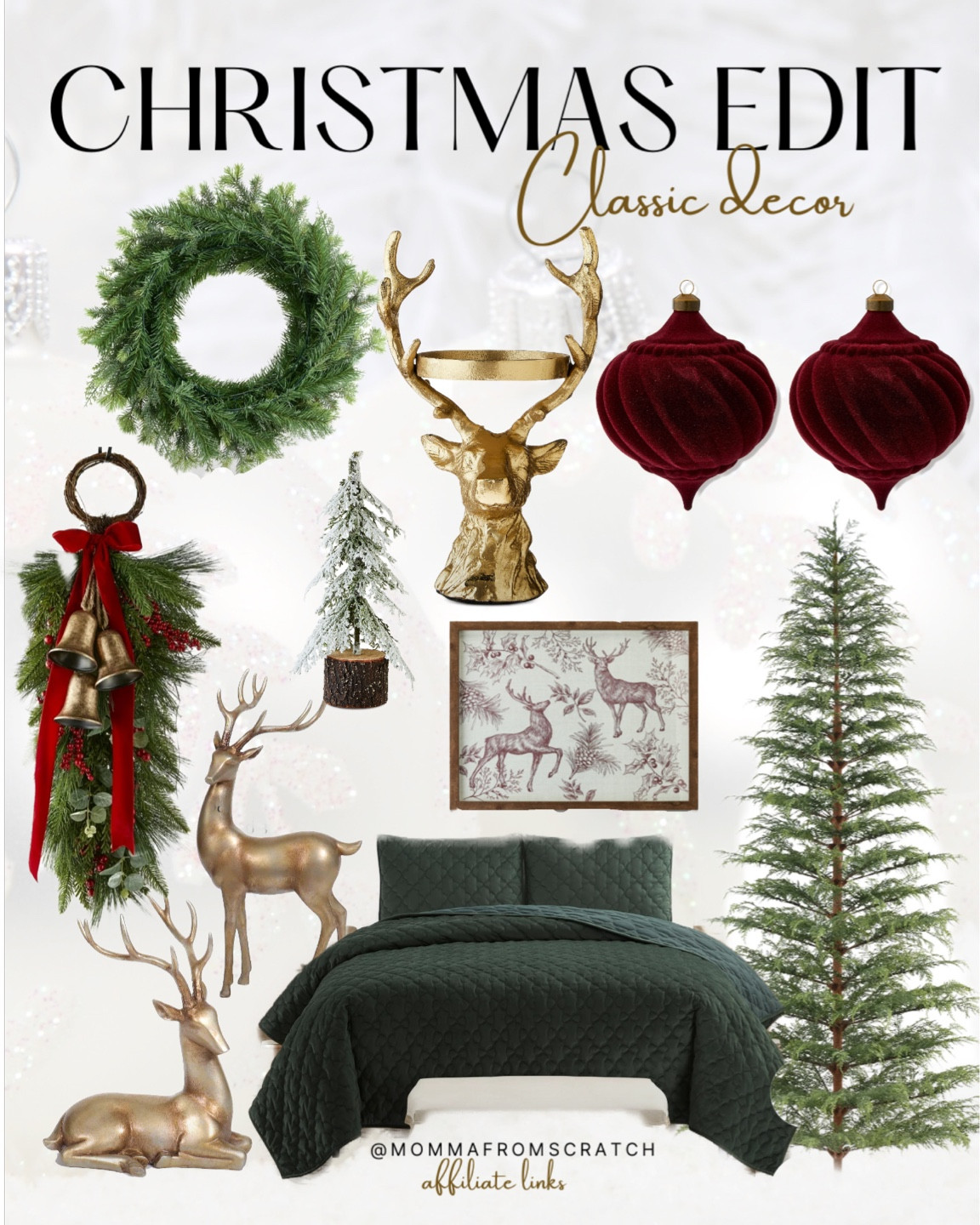 Classic Christmas decor at Walmart, red and green holiday decor, ornaments, reindeer, Christmas trees, velvet beddingg

#LTKSeasonal #LTKHome #LTKFindsUnder50