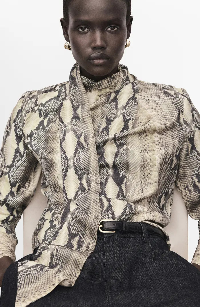 Animal Print Scarf Neck Top | Nordstrom