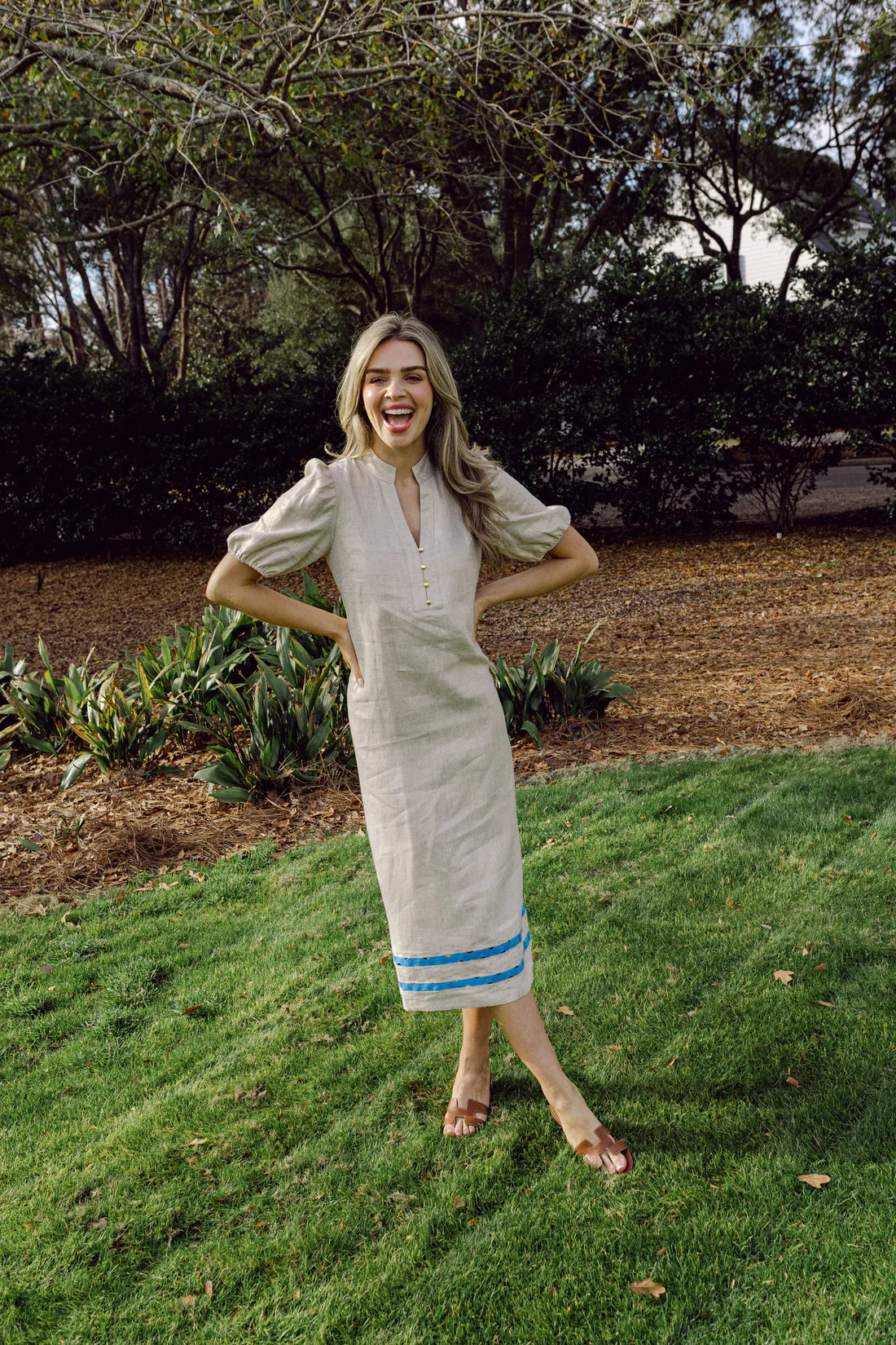 Gold Puff Sleeve Midi Tunic with Ric-Rac | Sail to Sable