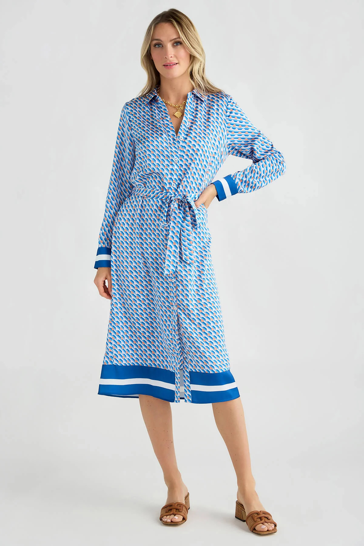 Skies Are Blue Printed Shirt Dress | Social Threads