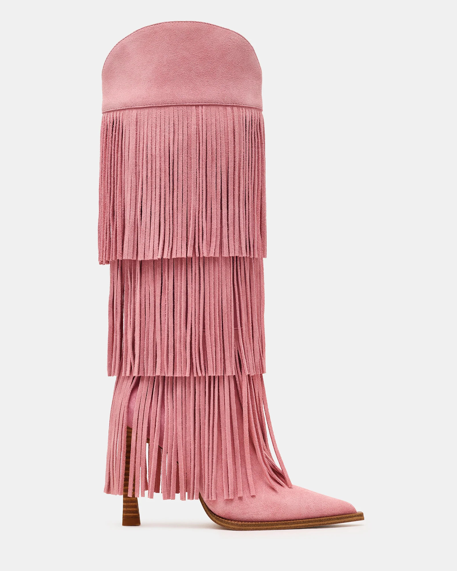 Steve Madden Women's Kinzee Fringe Knee High Boots - Pink Suede - Size 7.5 | Steve Madden (US)