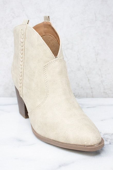 The Alexis Dark Beige Booties | The Pink Lily Boutique