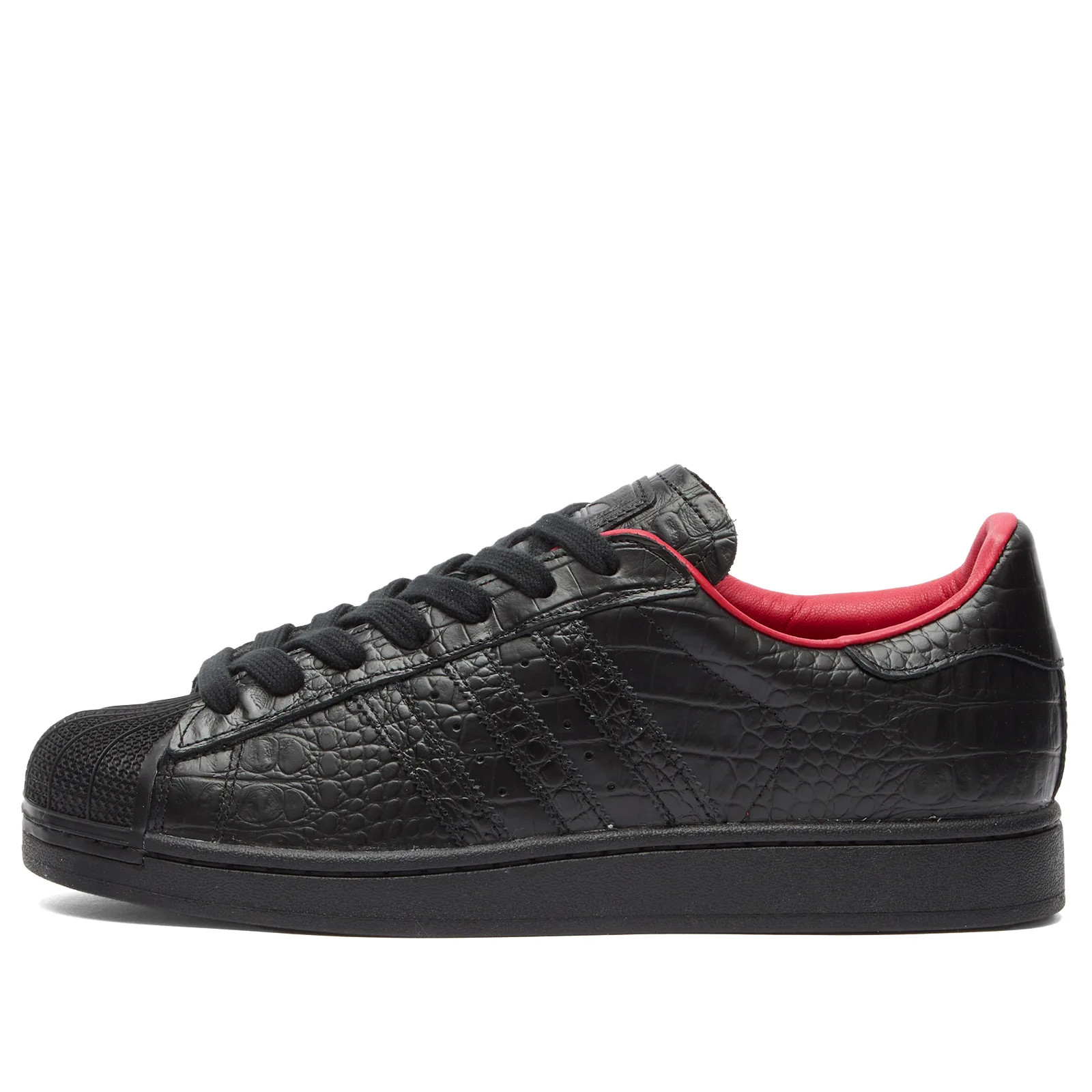 Adidas Men's Superstar II Sneaker in Core Black/Core Black/Better Scarlet, Size UK 6.5 | END. Clothing
