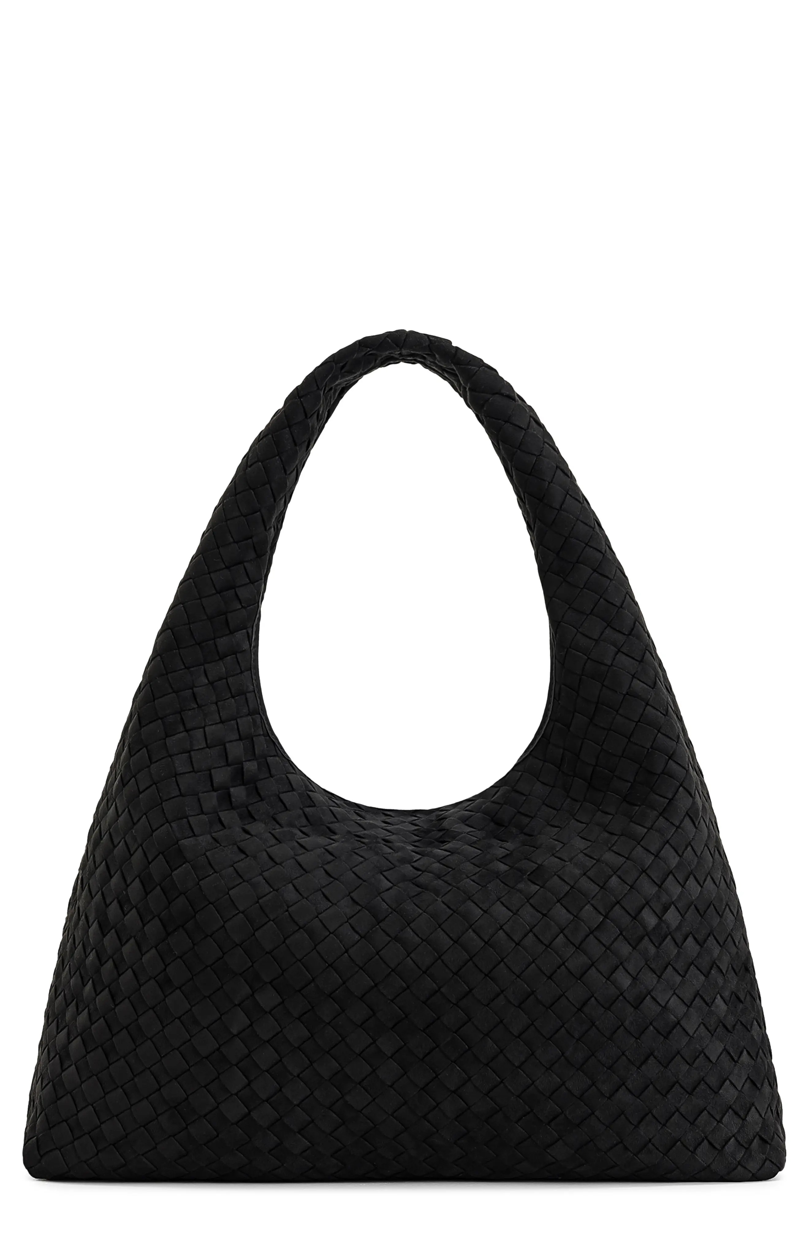 JW PEI Laura Woven Faux Suede Shoulder Bag in Black at Nordstrom | Nordstrom