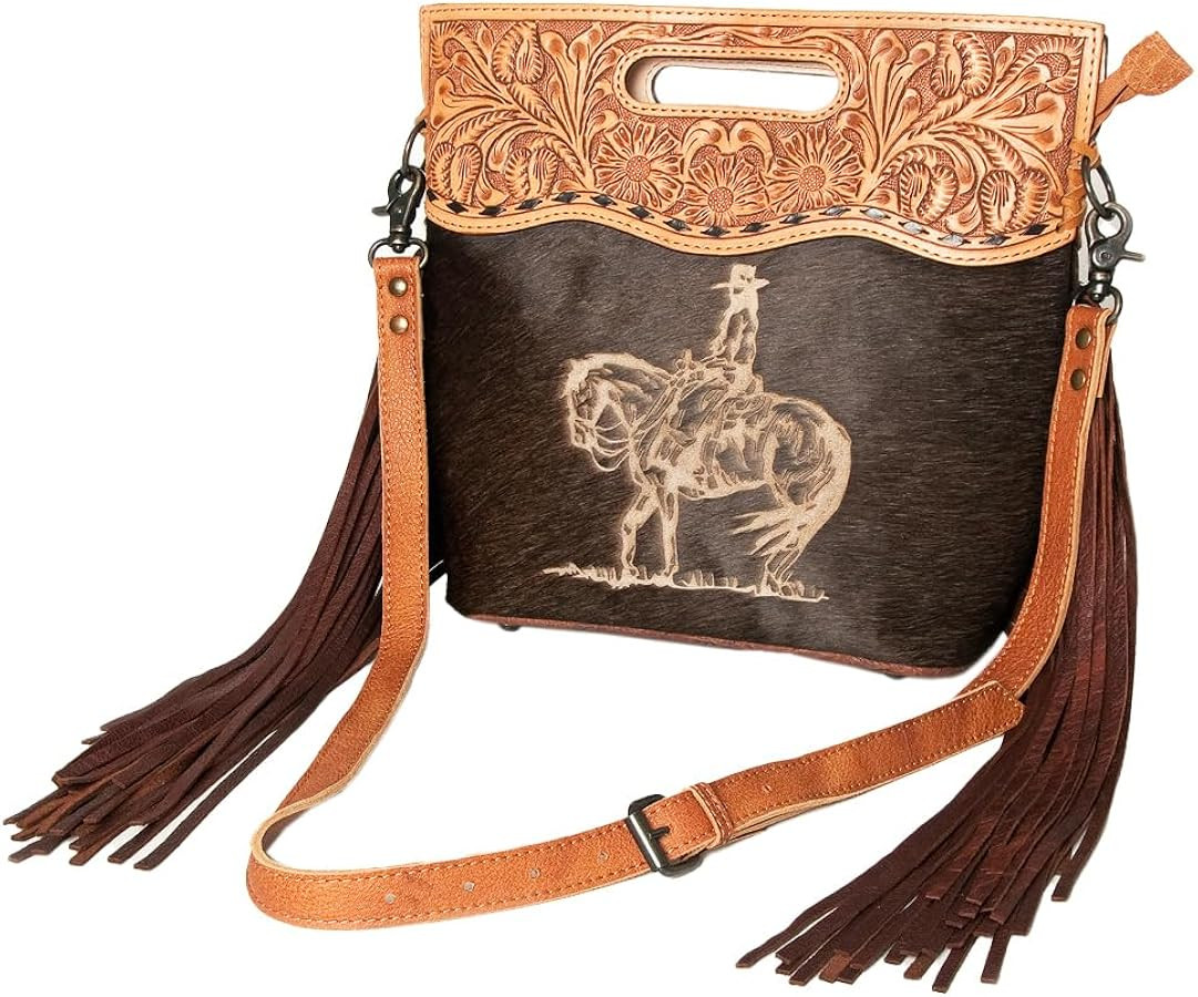 American Darling Clutch Hand Tooled Hair on Genuine Leather Western Women Bag Handbag Purse | Lea... | Amazon (US)
