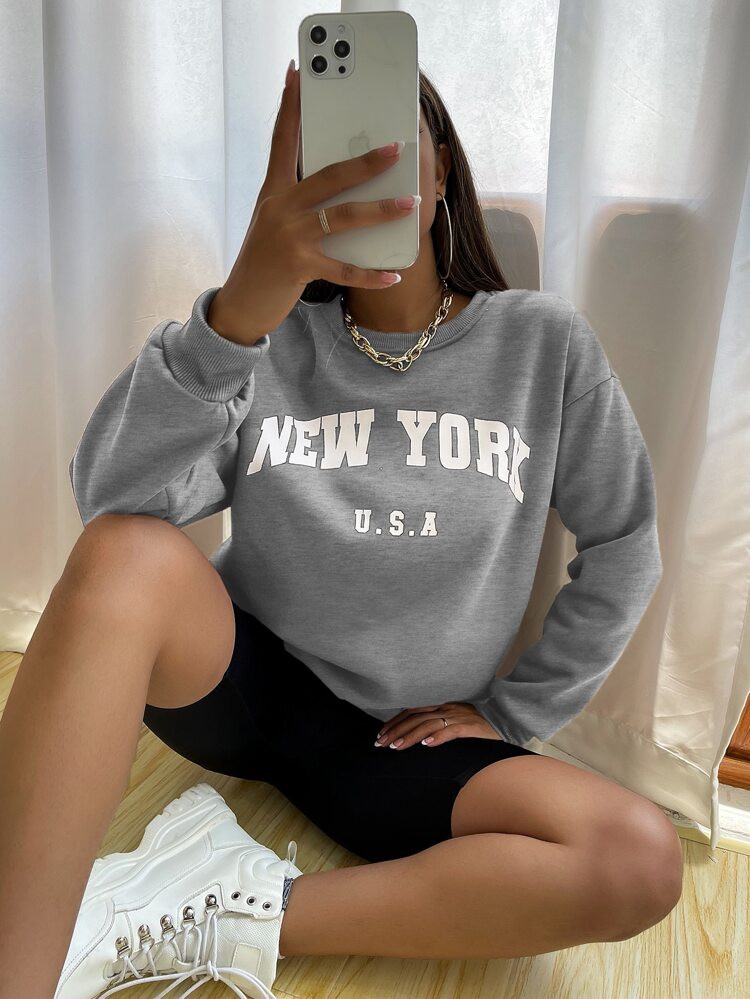 Drop Shoulder Letter Graphic Pullover | SHEIN