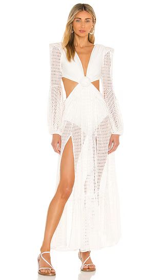 X REVOLVE Cut Out Long Sleeve Beach Dress in White | Revolve Clothing (Global)