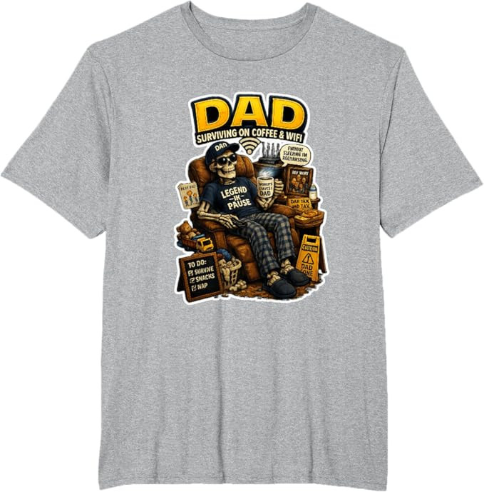 Dad Surviving on Coffee and Funny Skeleton Graphic T-Shirt | Amazon (US)