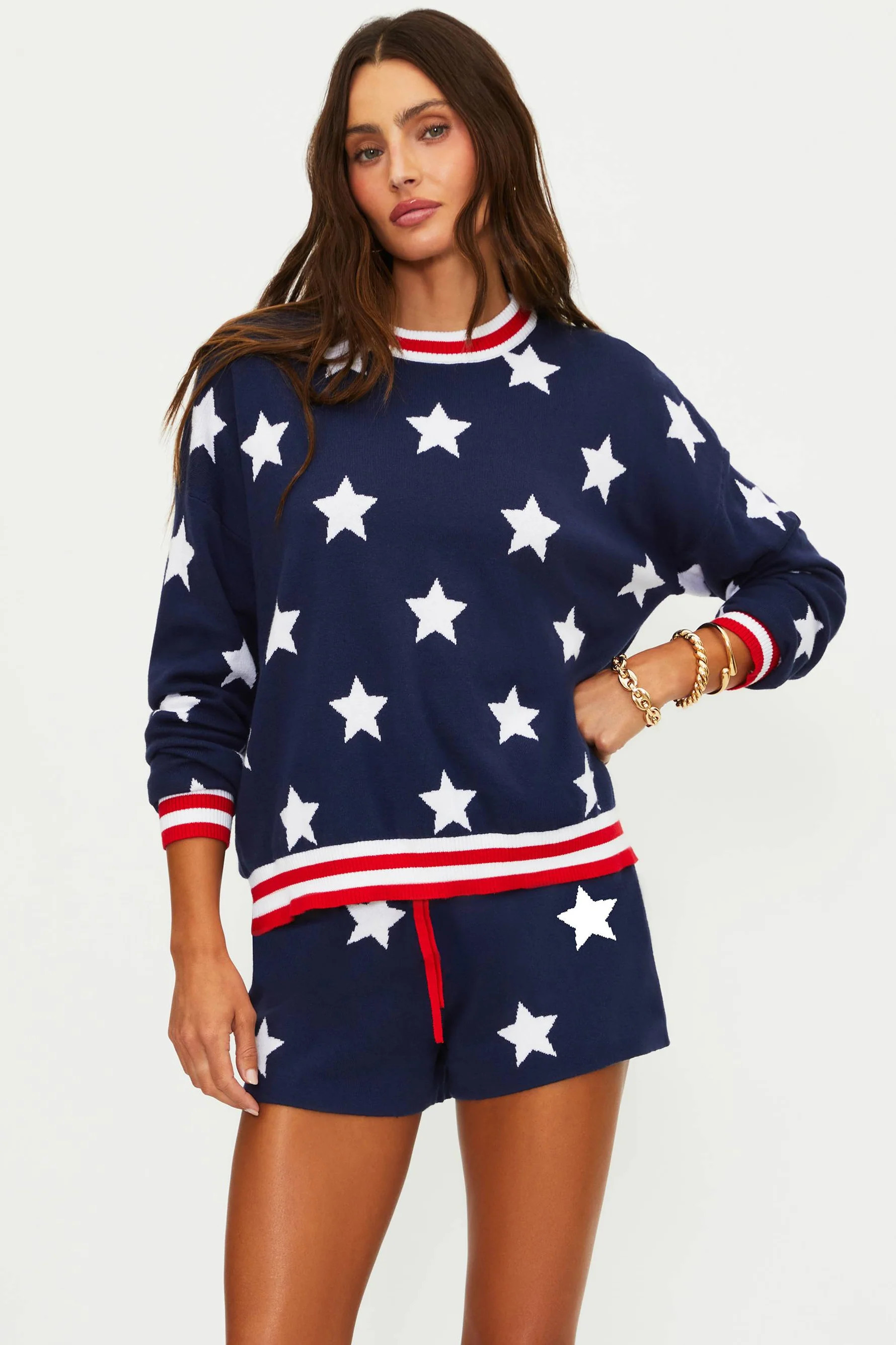 Cal Sweater Twilight Stars | Navy Sweater with Stars and Stripes | Beach Riot | Beach Riot