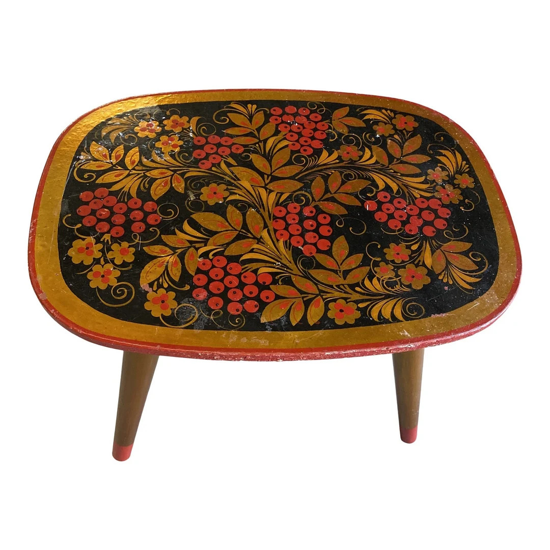 1950s Hand Painted Gilded Wooden Stool - Etsy | Etsy (US)
