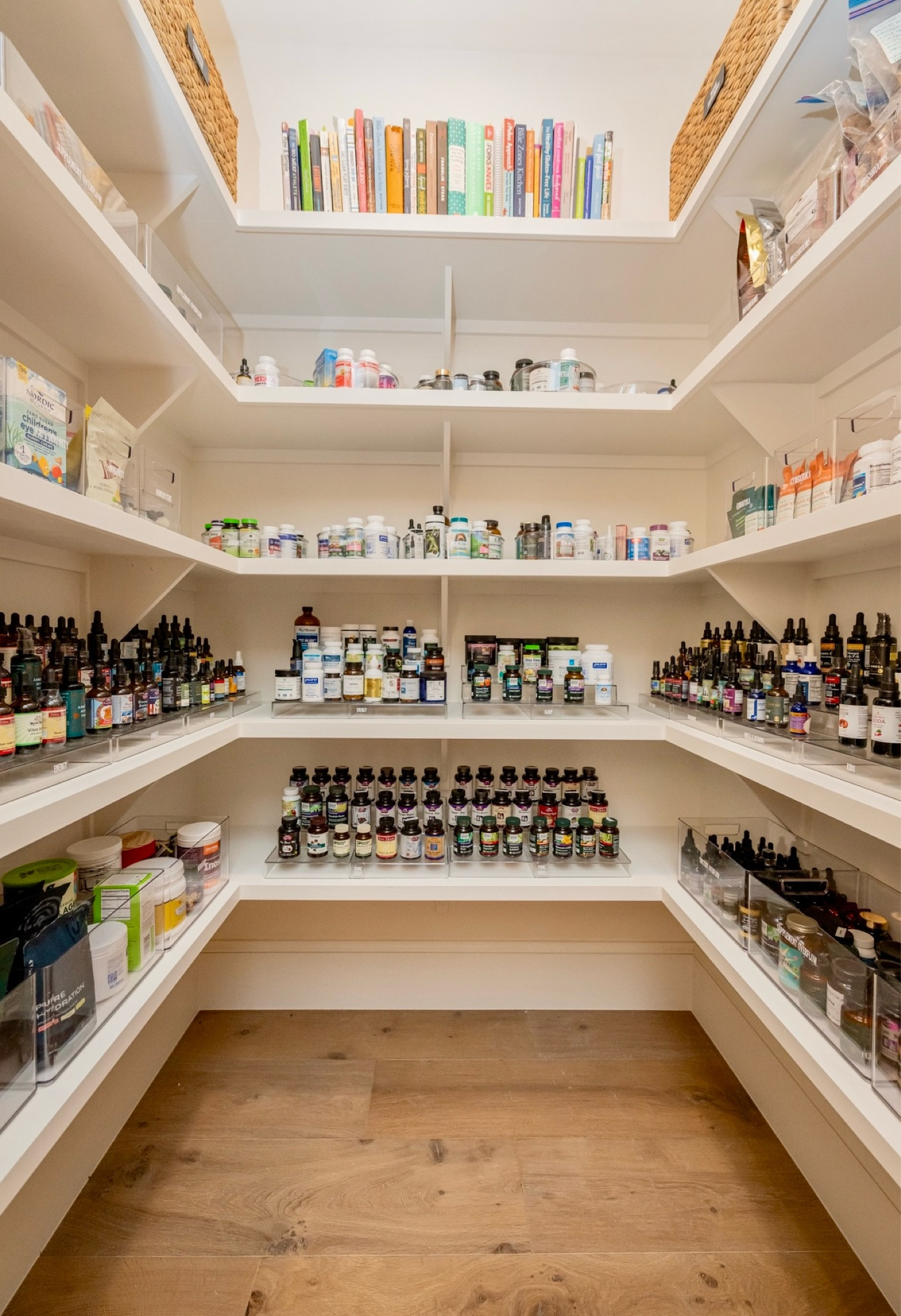 Wellness product storage dreams come true in this in-home apothecary! This clients extensive collection of tinctures, supplements, AG1, immune support and essential oils are on display for easy access by category. 



#wellness #homeorganization #healthyhome #apothecary #naturalliving #immunesupport


#LTKHome #LTKActive #LTKFitness