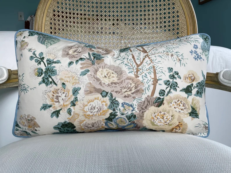 Lee Jofa althea 100% Cotton Chintz in Citron One Sided Decorative Pillow Cover. Designer Floral P... | Etsy (US)