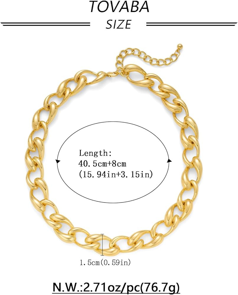 Chunky Gold Chain Necklace Cuban Chain Link Thick Paperclip Chain Heart Chain Choker Necklace for... | Amazon (US)