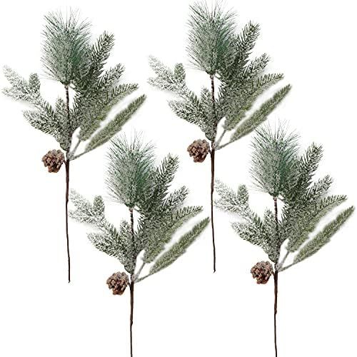 4 Pack Christmas Artificial Greenery Picks, Artificial Pinecone Picks and Cedar Spray Floral Stem... | Amazon (US)