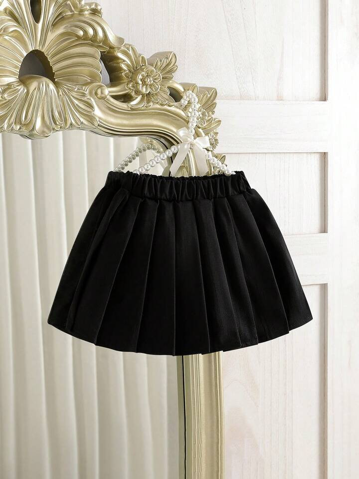 Pleated Midi Skirt, Casual & Comfortable, Spring/Autumn, Baby Girls | SHEIN